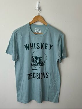 Chaser Light Blue T Shirt Large Whiskey Decision Skull Graphic Tee